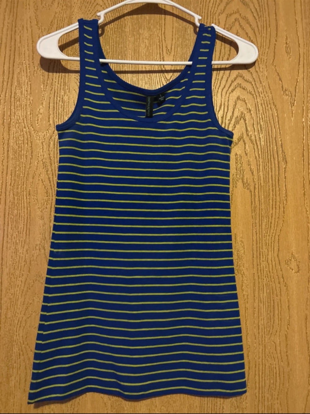 Cynthia Rowley Blue & Lime Striped Tank Top